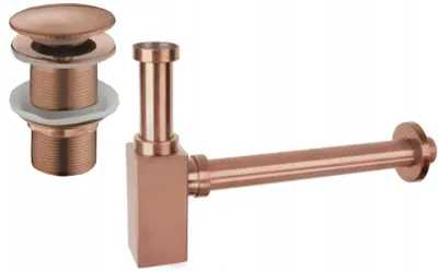 Immagine prodotto di Mexen semisifone per lavabo quadrato con tappo clic-clac, senza troppo pieno, oro rosa - 7991060-60