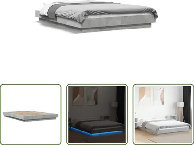 Produktbild von The Living Store Bettgestell mit LED Betongrau 120x200 cm Holzwerkstoff