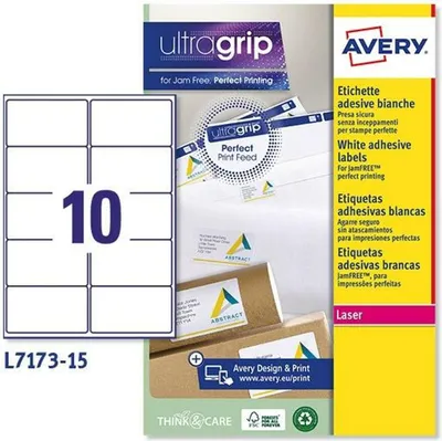 Zdjęcie produktu dla Avery L7173-15 Etykieta na drukarkę biała Samoprzylepna etykieta na drukarkę