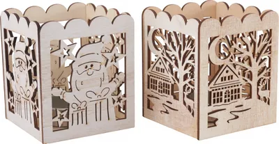 Produktbild von VBS Holz-Teelichthalter "Weihnachtszauber", 2er-Set
