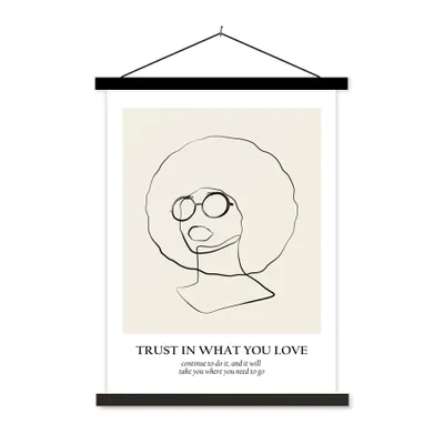 Produktbild von MuchoWow® Textilposter Text - Frauen - Strichzeichnungen - Zitate 90x120 cm mit schwarzem Rahmen - Dekoration