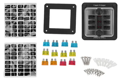 Productafbeelding van Zekeringhouder voor zekeringen, 6-voudige kastbehuizing, waterdichte bescherming met LED-waarschuwingsindicator voor auto, marine, boot, camper