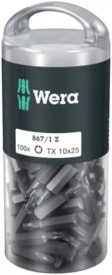 Immagine prodotto di Punta da 1/4" DIN 3126 E6,3 T10 x 25 mm, confezione da 100 pezzi Wera | 4013288138507
