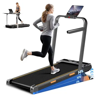 Obrázok produktu pre X5F – Bežiaci pás – Skladací bežiaci pás pre domáce použitie – 10 km/h – Tichý motor s výkonom 2,5 HP – Nosnosť 150 kg – 3-stupňový sklon až do 14 % – Tlmiče, LED displej a diaľkové ovládanie