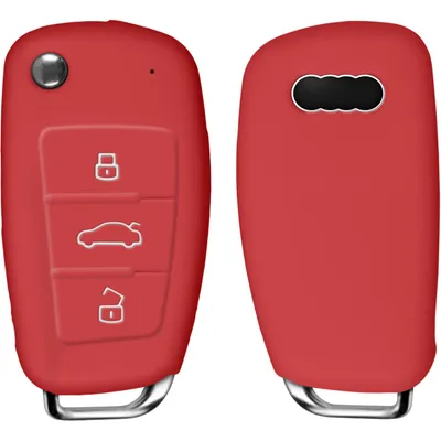 Produktbild von PhoneNatic Silikon Schlüssel Hülle kompatibel mit der Audi A4L 2009 3-Tasten Fernbedienung in rot Klappschlüssel 3-Key