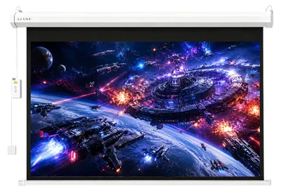 Productafbeelding van Kiano Electric projectiescherm, 120 inch, 16:9, glasvezel, elektrisch, geschikt voor wand- en plafondmontage, voor thuisbioscoop en kantoor