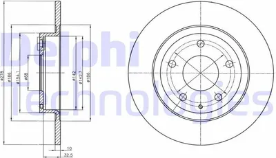 Zdjęcie produktu dla 2x Tarcza hamulcowa DELPHI BG4534C do MAZDA 6 Estate (GJ GL) 6 Saloon (GJ GL)