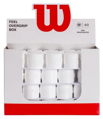 Produktbild von Schachtel mit 60 perforierten Overgrips Wilson White Pro