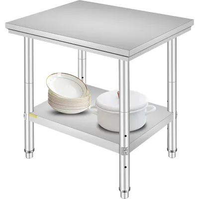 Produktbild von Edelstahl Arbeitstisch 760 x 600 x 70 mm - Multifunktionaler Küchentisch für Mahlzeiten, Nähen, Basteln - Garagenarbeitstisch.