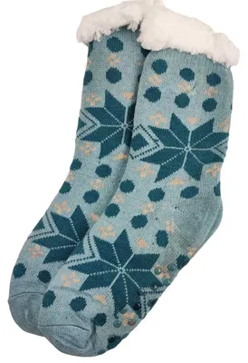 Produktbild von Kuschelsocken Winter Anti Rutsch Winter Socken, Hausschuhe, Strick Fleece Gefütterte Warme Petrol/36-41