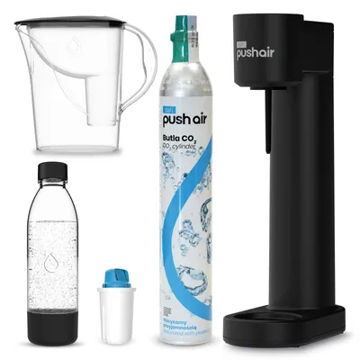 Zdjęcie produktu dla PushAir saturator czarny nabój butelka 0,7 + dzbanek z filtrem Mg+ Cl
