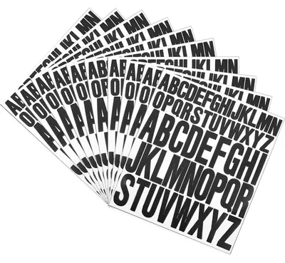 Großbuchstaben-Aufkleber, schwarz, 10 Blatt, 520 Stück, selbstklebend, Vinyl