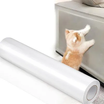 Obrázek produktu pro Průhledná lepicí fólie na ochranu nábytku – bezpečná pro psy a kočky – 45 x 500 cm – bez zápachu – snadná aplikace