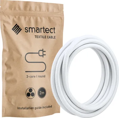 Produktbild von Textilkabel 2 m Weiß 3 adrig rund Lampenkabel Stoffkabel Stromkabel Elektrokabel