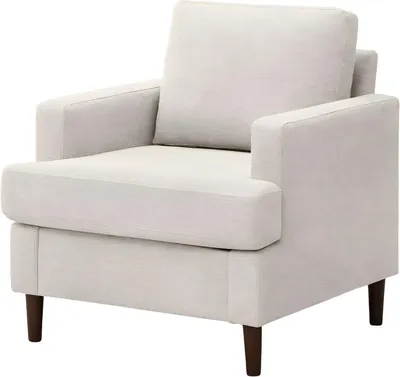 Produktbild von Beiger Loungesessel – Gepolsterter Fauteuil mit Holzbeinen – Moderner Akzentstuhl für Wohnzimmer & Schlafzimmer