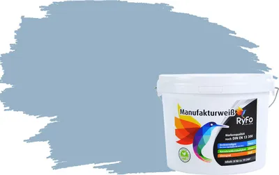 Produktbild von RyFo Colors Bunte Wandfarbe Manufakturweiß Taubenblau 3l - weitere Blau Farbtöne und Größen erhältlich, Deckkraft Klasse 1, Nassabrieb Klasse 1