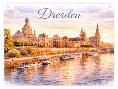 Produktbild von Dresden Metallschild in 15x20 cm Skyline Elbe Altstadt Sachsen