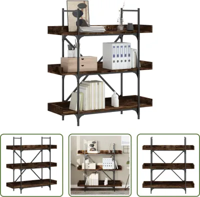 Produktbild von The Living Store Bücherregal 3 Böden Räuchereiche 100x33x108,5 cm Holzwerkstoff