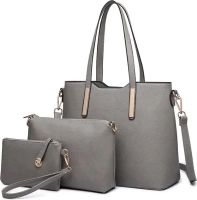 Produktbild von Miss Lulu Handtasche Damen Schultertasche Tote Bag Set 3-teilig