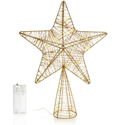 Produktbild von COM-FOUR® LED Deko Stern Weihnachten - Weihnachtsdekoration Stern mit LED und Timer - Aufsteller Weihnachtsstern mit Pailletten
