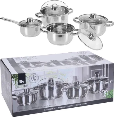 Produktbild von Excellent Houseware 8-tlg. Topfset aus Edelstahl