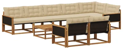 Produktbild von vidaXL Outdoor-Sofagarnitur mit Kissen 9 pcs Natur und Beige