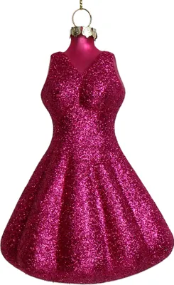 Produktbild von Christbaumschmuck Glas 12,2cm Abendkleid Figur Pink
