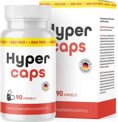 Produktbild von Hyper Caps | mit Panzenextrakten, Mineralstoffen und Vitaminen | 90 Kapseln Inhalt pro Dose