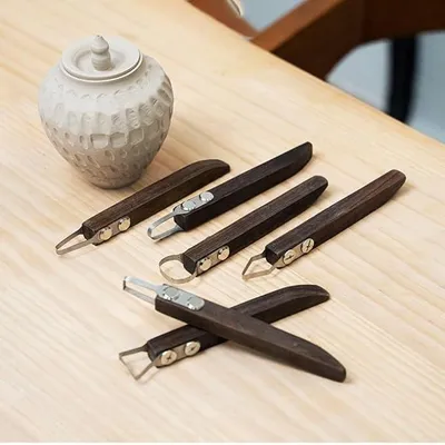 Imagen del producto de Herramientas de modelado hechas de plastilina, herramientas de modelado de madera para cerámica, herramientas para escultura, tallado, raspadores, juego de herramientas de modelado (6 piezas)