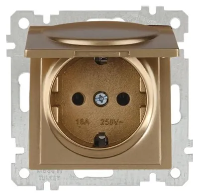 Produktbild von Steckdose mit Klappdeckel Gold Optik – Unterputz IP20 für Innen – CANDELA