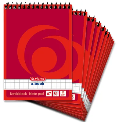 Productafbeelding van Spiraalnotitieboekje A7, geruit, verpakkingseenheid: 10 x 50 vel