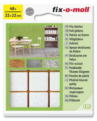 Zdjęcie produktu dla Ślizgacze filcowe 22 x 22 mm Big Pack biały fix-o-moll