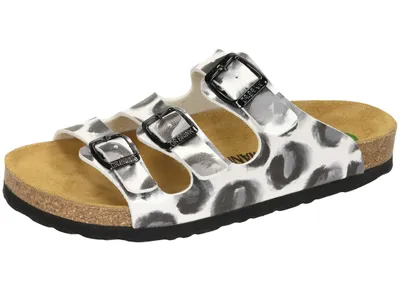 Produktbild von Dr. Brinkmann Damen Pantolette drei Riemen Schnalle Muster Fußbett, Größe:37 EU, Farbe:Weiß