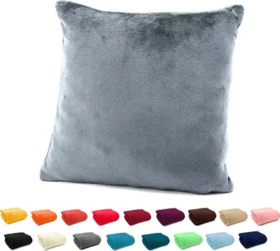 Produktbild von heimtexland ® Flanell Kuschel Kissen Super Soft Plüsch Deko Kissenhülle Typ380 Grau 48 x 48 cm