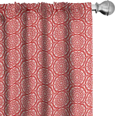 Immagine prodotto di ABAKUHAUS Tende orientali, tendaggi, motivi ispirati al mandala boemo Dettagli Mosaico floreale marocchino, 2 pezzi 75 x 175 cm, rosso bianco
