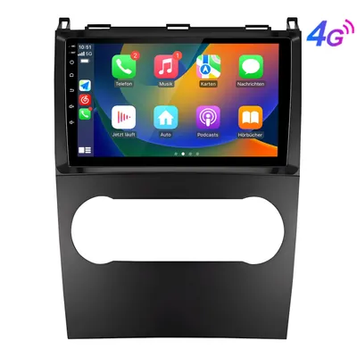 Image de Autoradio Android 15 pouces avec CarPlay, Android Auto et GPS, 6 Go + 128 Go, pour Mercedes-Benz Classe A et Classe B (W245, W696, W169), Wi-Fi, Bluetooth, DAB+, SWC, FM, RDS, DSP, USB, 4G, 8 cœurs