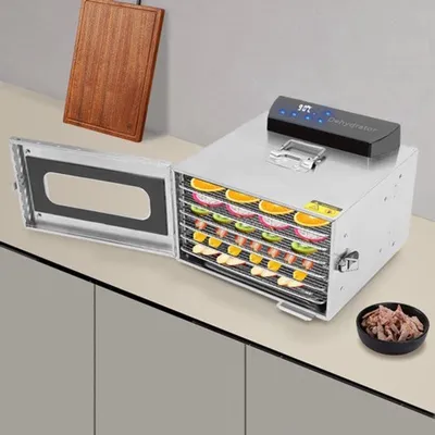 Produktbild von Elektrische Lebensmittelentfeuchter mit 6 Edelstahl-Ebenen und 400 Watt Leistung für Obst und Fleisch