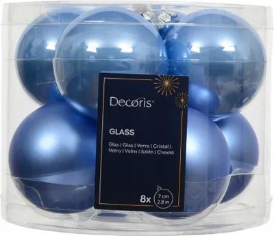 Productafbeelding van Kerstballen glas d7 cm sky blauw 8 st Decoris