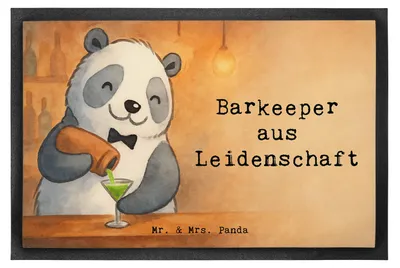Produktbild von Mr. & Mrs. Panda Gummimatte Barkeeper Leidenschaft Design 40 x 60 cm - Weiß - Geschenk, Kurs, Bodenvorleger, Bartender, Schmutzmatte, Schmutzfangmatte, Ausbildung