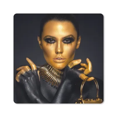 Produktbild von MuchoWow® Mauspad Mousepad Make-up - Tasche - Gold - Luxus - Frau 20x20 cm - Mousepads - Maus Mat - Pad - Mausunterlage - Desk Mat - Bureauartikeln