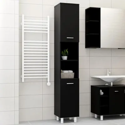 Produktbild von vidaXL Koupelnová skříňka černá 30x30x179 cm Dřevěný materiál