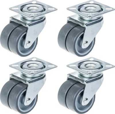 Produktbild von 50mm 2" Zwillingsrollen grau Gummi drehbar 280kg Kapazität, Satz von 4