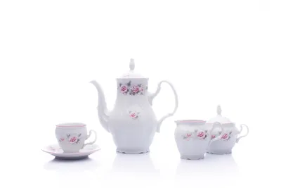 Image de Service à café, porcelaine tchèque, 170 ml, Bernadotte, rose, ligne rose, 15 d., Thun 1794