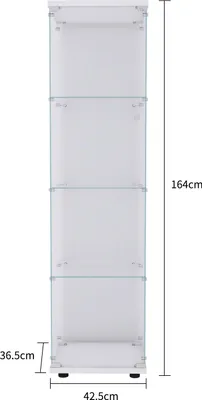 Zdjęcie produktu dla Gablota, szklana gablota na kolekcje z drzwiami, szklana gablota, 4 poziomy, gablota z zamkiem, gablota, meble do salonu, bar (4 poziomy, biały)