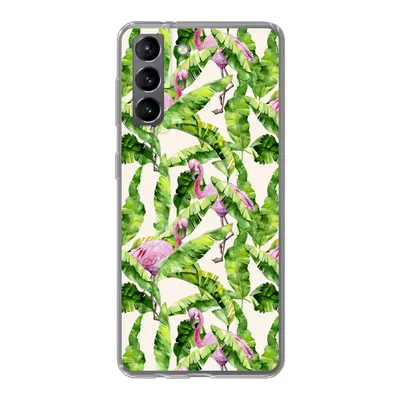 Produktbild von MuchoWow® Handyhülle Schutzhülle Hülle für Samsung Galaxy S21 Flamingo - Blätter - Muster Silikon Softcase Handy Hülle - Softcase