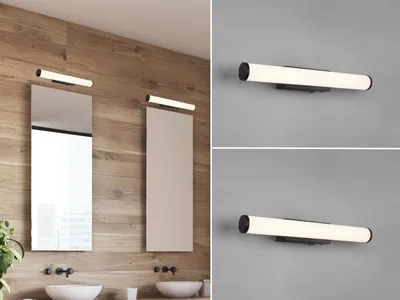 Produktbild von LED Badlampe Set Wand mit Schalter Schwarz 40cm Gäste WC Spiegelleuchte seitlich