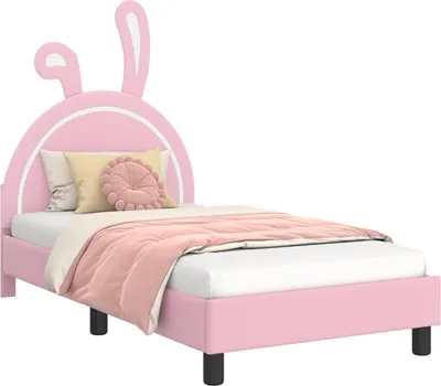 Produktbild von vidaXL Kinderbettgestell mit Kopfteil Rosa 80 x 160 cm PU