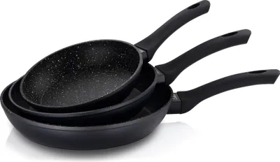 Produktbild von Linnuo® 3tlg Pfannenset Induktion Pfanne Bratpfanne Set - ILAG® Antihaft beschichtet - Marmor Optik - aus Geschmiedetem Alu - 28 cm, 24 cm, 20 cm - schwarz