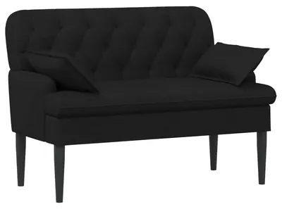 Image de vidaXL Canapé deux places capitonné noir 111 x 68 x 80 cm en tissu