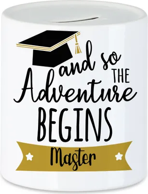 Produktbild von Master Spardose And so the Adventure Begins Masterabschluss Geschenk Absolvent Studium